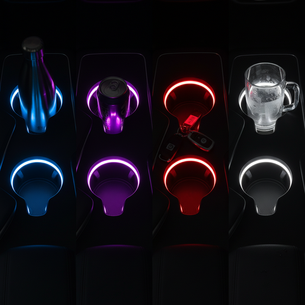 Multiple color options for LED cup holder lights