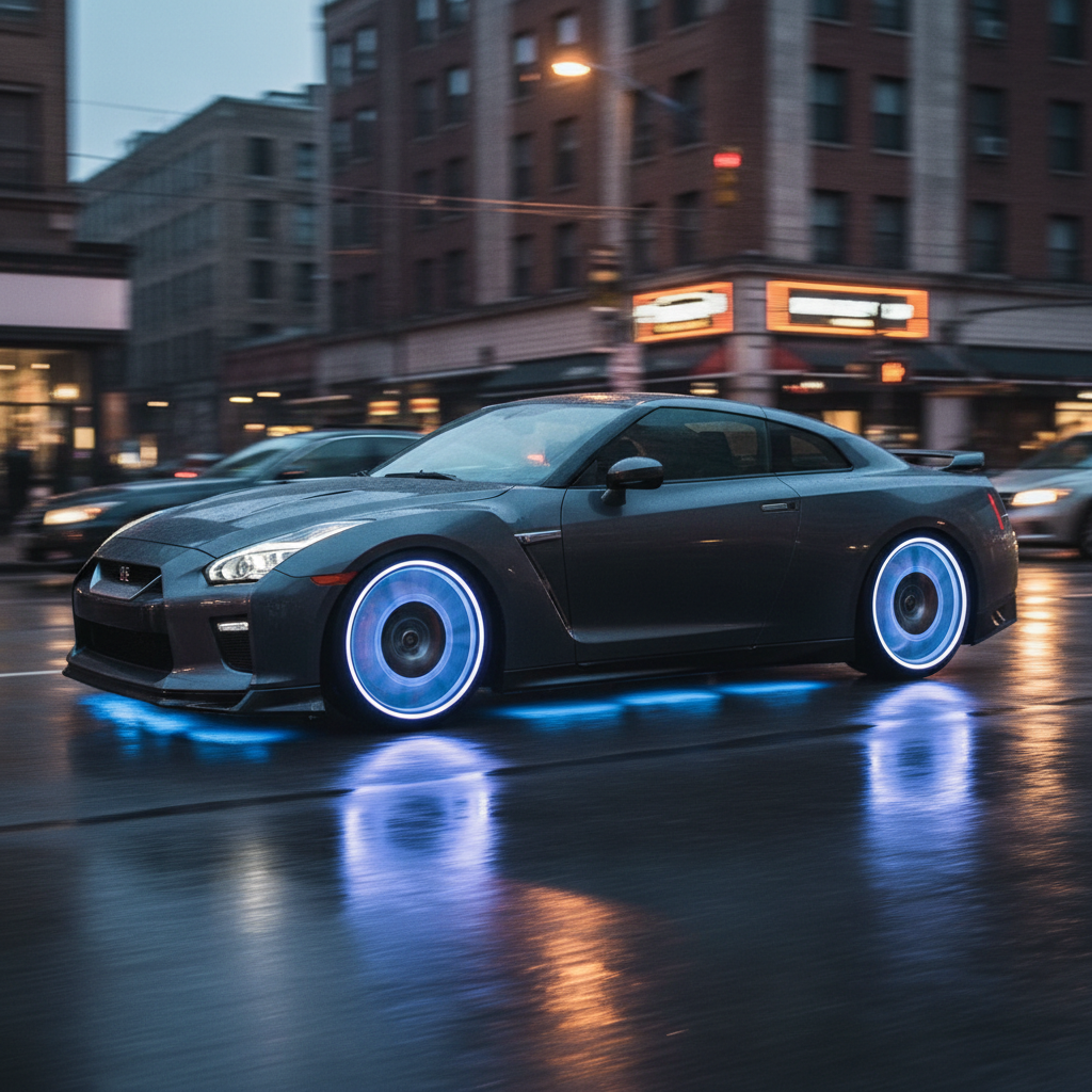 LED wheel ring lights creating stunning glow effect