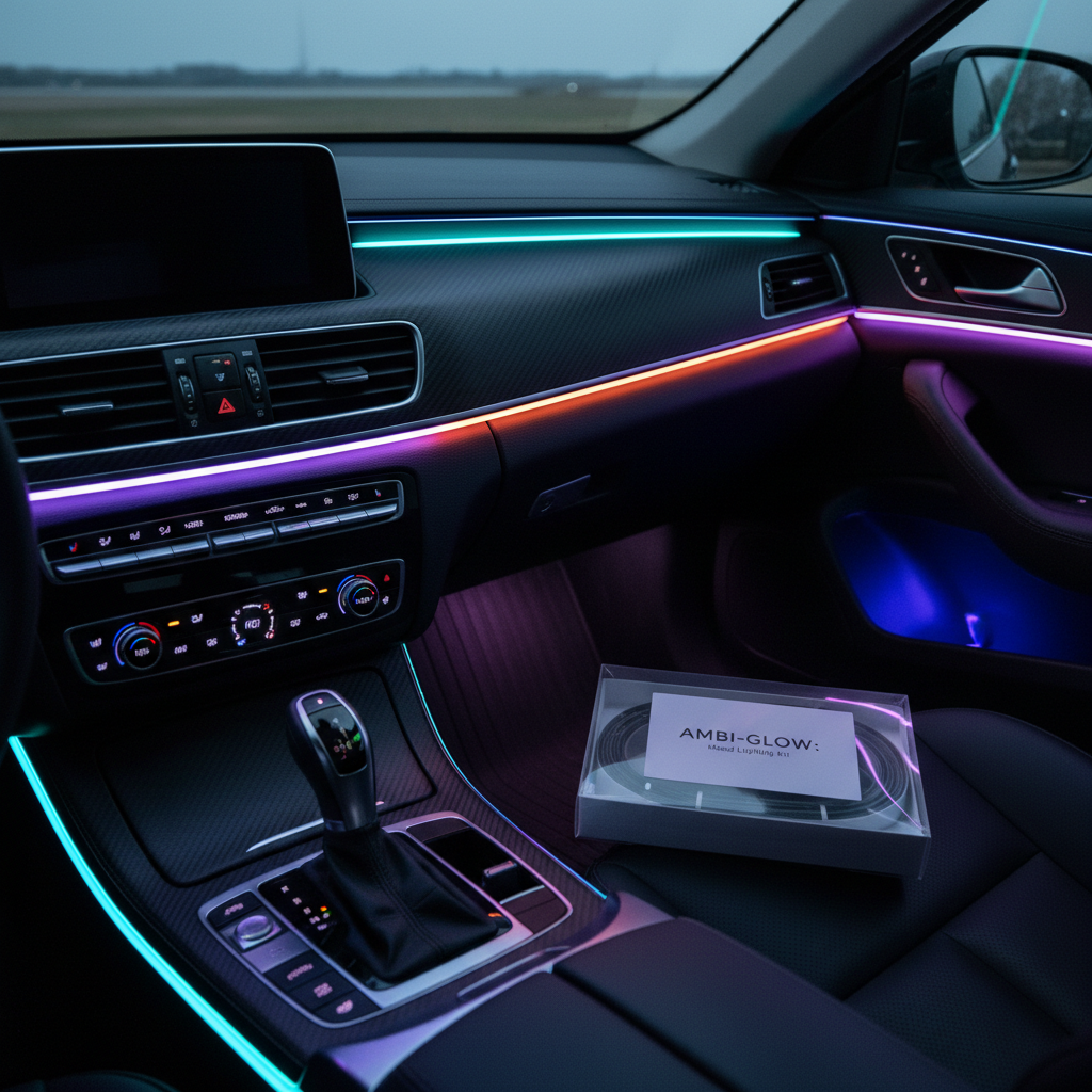 Dashboard ambient LED strip creating premium glow