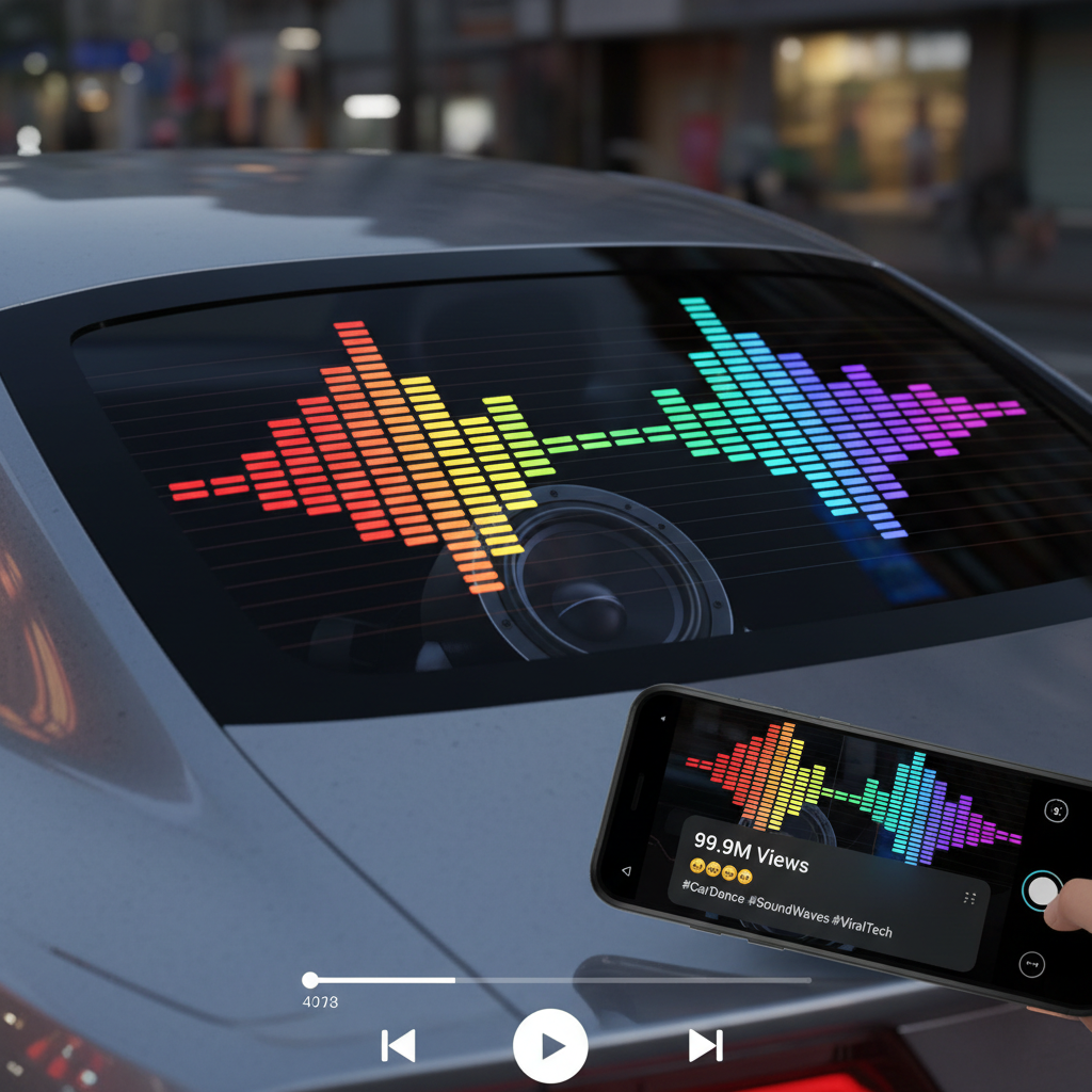 LED car sticker pulsing with sound beats