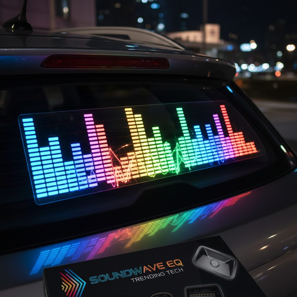 Close-up of sound-activated LED equalizer bars