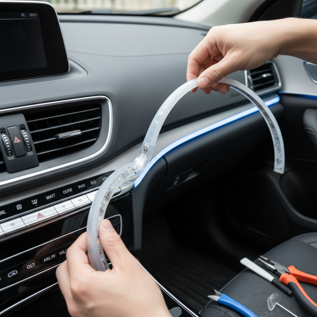Dashboard LED strip installation detail