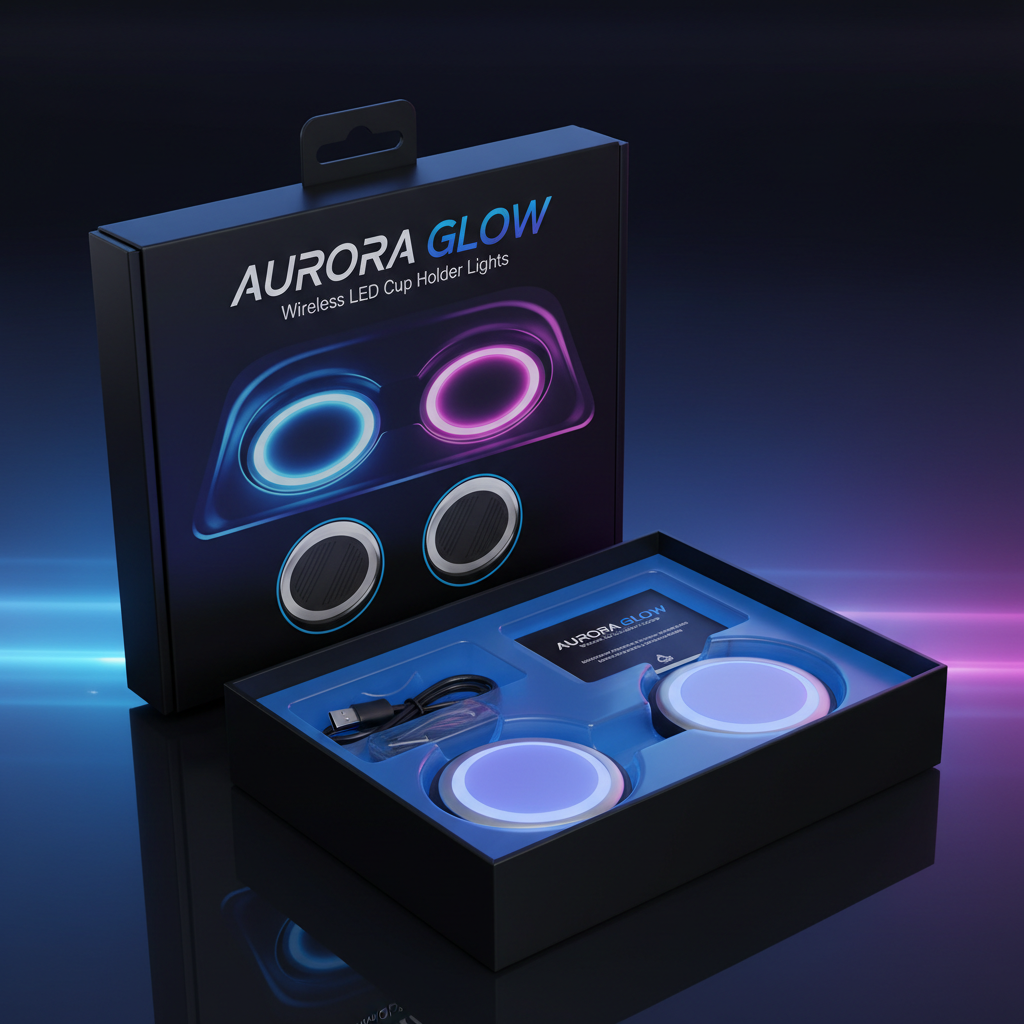 Wireless LED cup holder lights product packaging