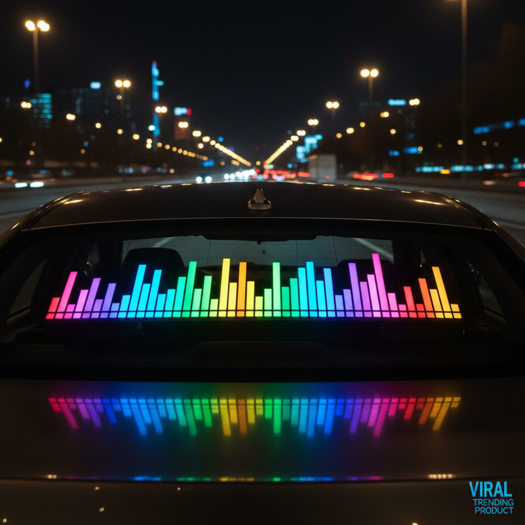 Sound-activated LED car sticker flashing with music