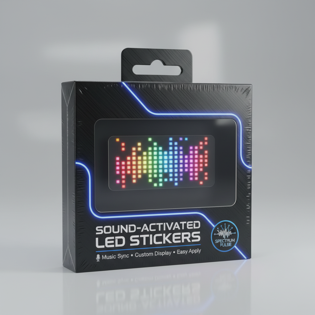 Sound-activated LED sticker product packaging